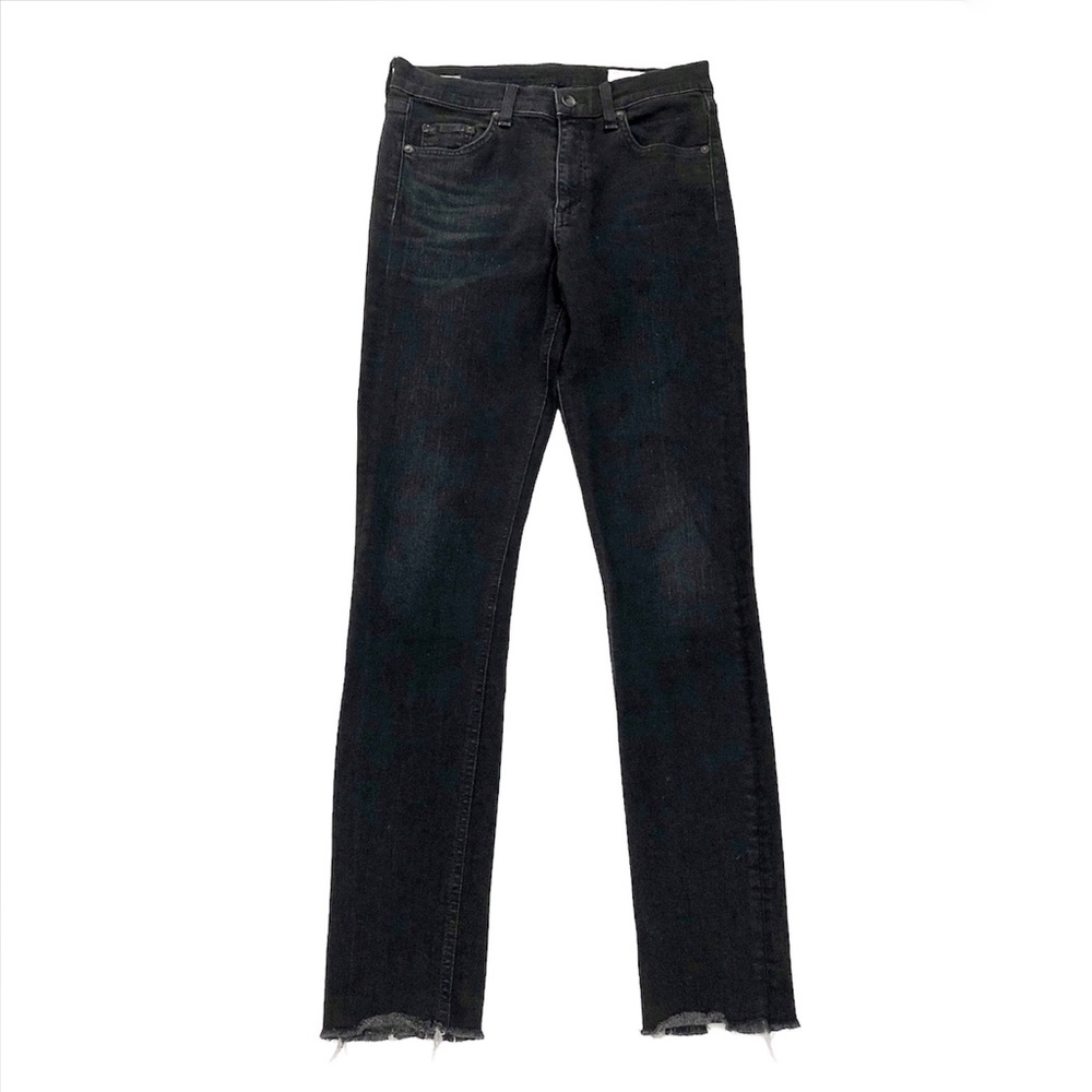 Rag & Bone High Rise Slim Fit Skinny Leg Black Raw Hem Jeans Size 27 NWOT